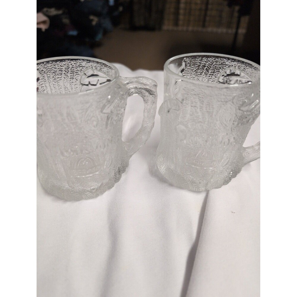 Set of 2 Vintage McDonald's Flintstone Glass Mugs Set